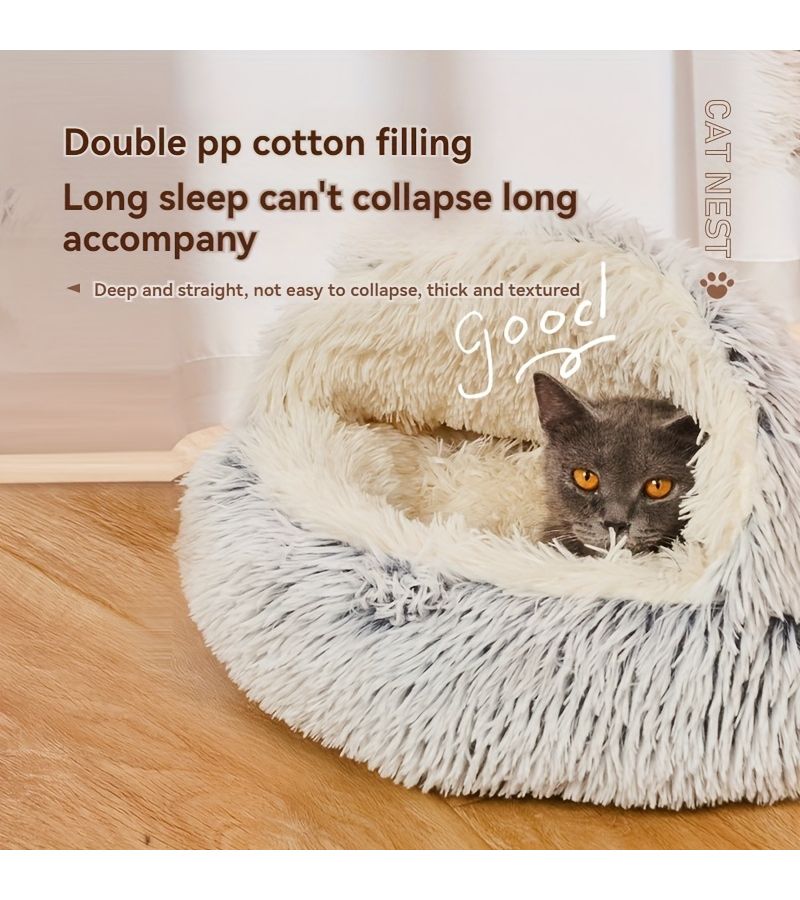 Cozy Shell Shaped Pet Bed For Cats Dogs Warm Enclosed Winter Nest With Soft PP Sponge Oxford Fabric Shell Nest Gradient Coffee Color 19 69 Inch - Image 4