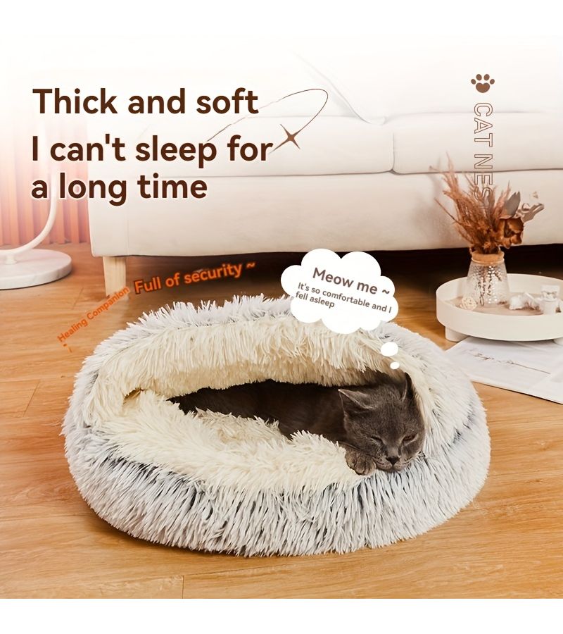 Cozy Shell Shaped Pet Bed For Cats Dogs Warm Enclosed Winter Nest With Soft PP Sponge Oxford Fabric Shell Nest Gradient Coffee Color 19 69 Inch - Image 3