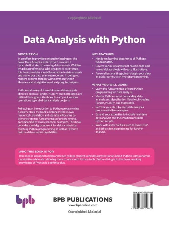 Data Analysis with Python: Introducing NumPy, Pandas, Matplotlib, and Essential Elements of Python Programming - Image 2