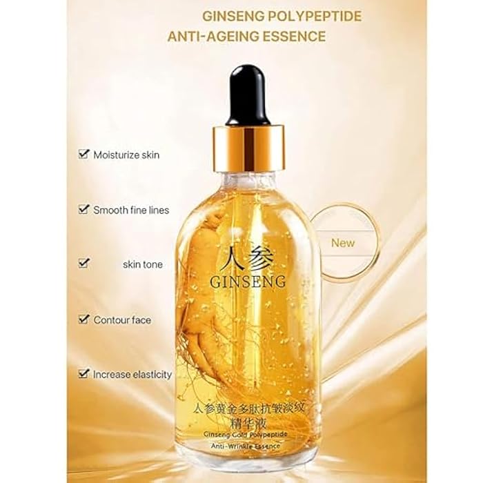 Peehss Ginseng Anti Wrinkle Serum, Ginseng Polypeptide Anti-Ageing Essence, Ginseng Extract Liquid, Korean Ginseng Anti Aging Essential Oil Tighten Moisturizing Smooth Skin Reduce Fine Lines (2 Bottles) - Image 2