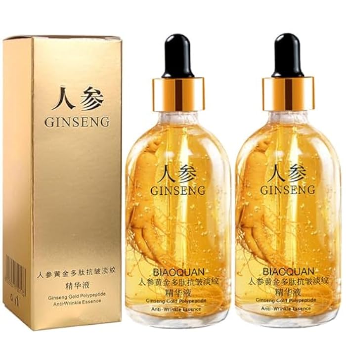 Peehss Ginseng Anti Wrinkle Serum, Ginseng Polypeptide Anti-Ageing Essence, Ginseng Extract Liquid, Korean Ginseng Anti Aging Essential Oil Tighten Moisturizing Smooth Skin Reduce Fine Lines (2 Bottles) - Image 1