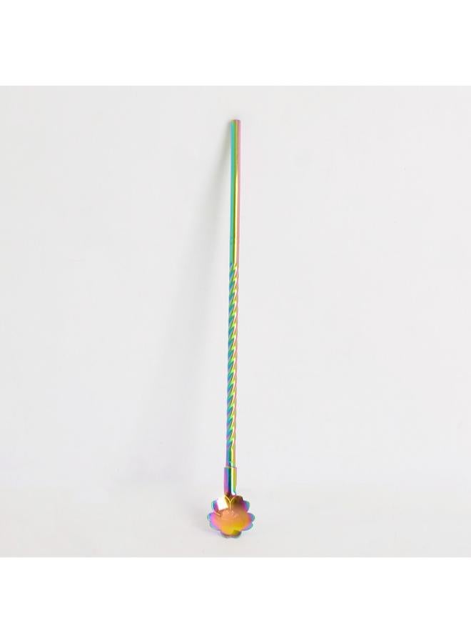 Akher el Ankoud Long Stainless Steel Cocktail Spoon Straw Set With Rose Shaped - Image 3