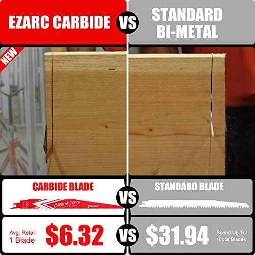EZARC Carbide Reciprocating Saw Blade R943HM Endurance for Hard Wood 9-Inch 3TPI, 3-Pack - Image 4