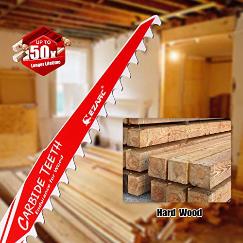 EZARC Carbide Reciprocating Saw Blade R943HM Endurance for Hard Wood 9-Inch 3TPI, 3-Pack - Image 3