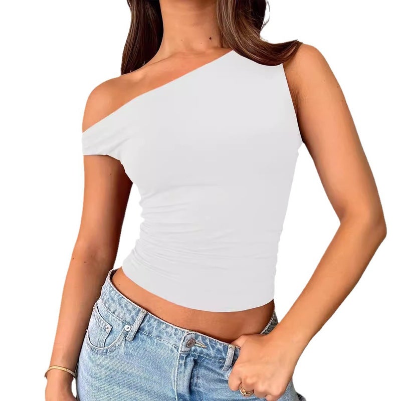 Women's Sleeveless Camisole Top with Ruching, Solid Color - Image 5