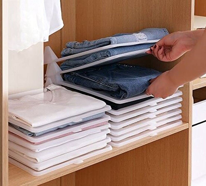 Wrixty Wrixty Clothes Wardrobe Oraganizer for Shirts TShirts Jeans Plastic Closet Drawer Organizer Cabinet Folding Board Storage Rack Travel Closet Organizer 6  - Image 2