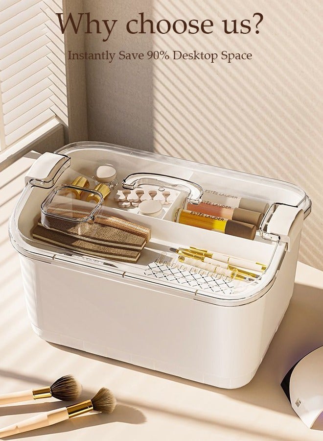 DUNISO Stack Carry Storage Box with Divided Tray, Large Art Craft and Cosmetic Stackable Storage Container Bin with Handle Lid Storage Container for Home & School & Office Supplies - Image 5