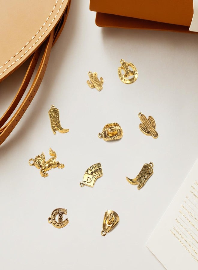 Wtrgas 60pcs Gold Western Cowboy Charms, Horse Boot Hat Cactus and More Pendants for DIY Jewelry Making (15 Style, 4 Each) - Image 3