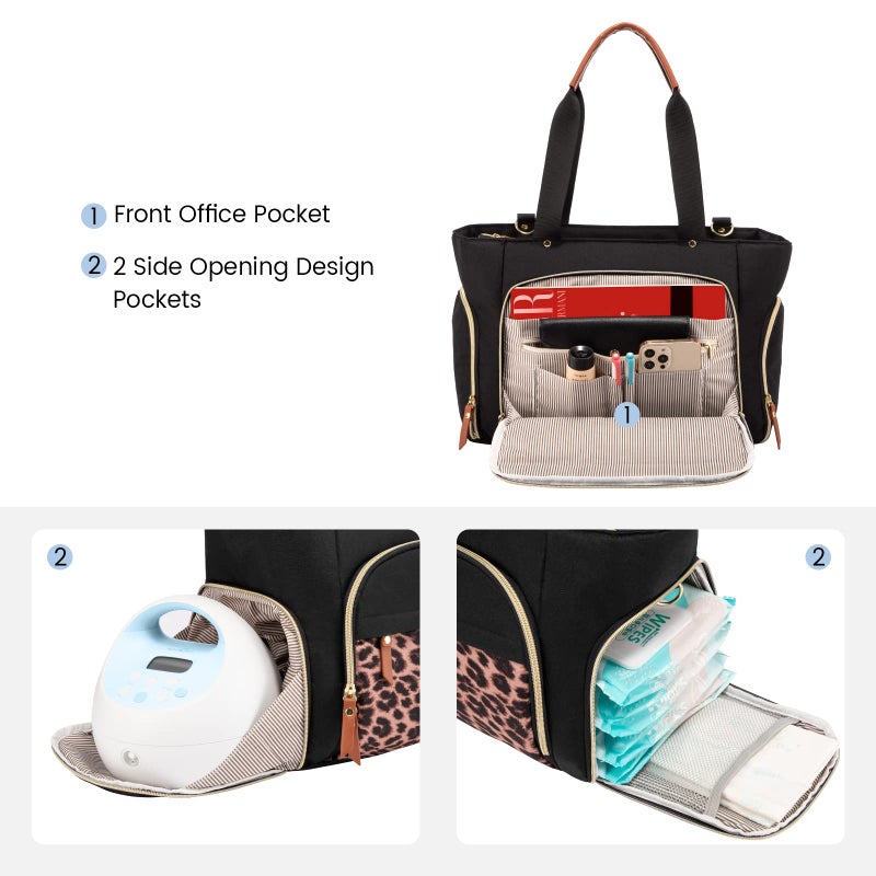 LOVEVOOK Breast Pump Bag & Diaper Tote - 3Pc Set for Breastfeeding Moms - Laptop Pocket, Cooler & Changing Pad - Fits Most Pumps - Image 3