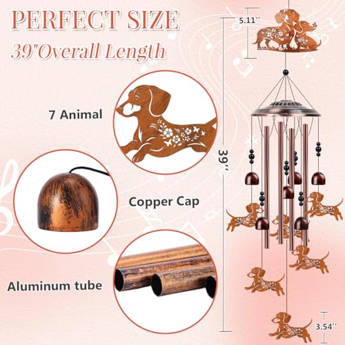 Riletese Dachshund Wind Chimes for Outside - Metal Windchimes Outdoors, Dachshund Gifts for Women/Men, Memorial/Birthday/Housewarming/Festival Gifts, Chimes for Garden Decor Patio Yard Outdoors - Image 5