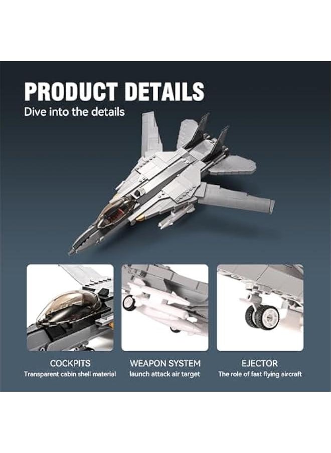 F-14D Fighter Tomcat Military Army Airplane Building Bricks Set with 1 Figure, 404 Pieces Air-Force Build Blocks Toy, Gift for Kid and Adult.  - Image 4