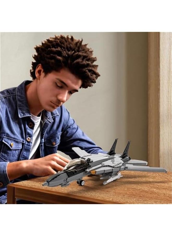 null - F-14D Fighter Tomcat Military Army Airplane Building Bricks Set with 1 Figure, 404 Pieces Air-Force Build Blocks Toy, Gift for Kid and Adult. - Image 1