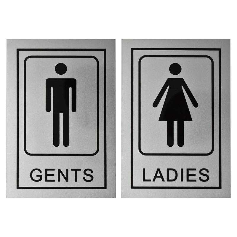 BUZZ COOL Gents Ladies Signage Self Adhesive Sticker For Washroom Toilet Restroom Glass Doors Wooden Doors Offices Hospitals Mall And Business Sign Stickers, Silver - Image 1