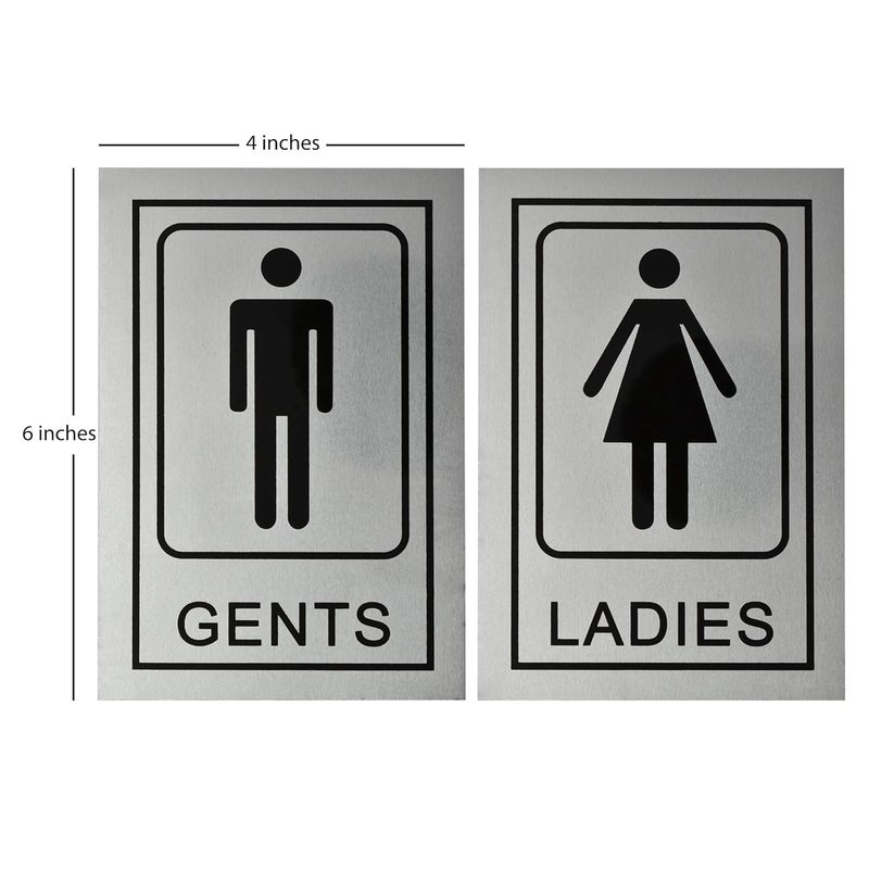 BUZZ COOL Gents Ladies Signage Self Adhesive Sticker For Washroom Toilet Restroom Glass Doors Wooden Doors Offices Hospitals Mall And Business Sign Stickers, Silver - Image 2