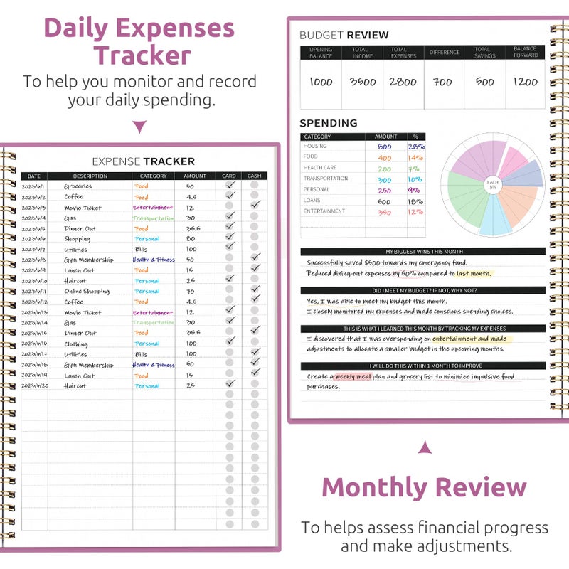 Taja Budget Planner - Monthly Budget Book with Expense Tracker Notebook, Undated Bill Organizer & Finance Planner to Take Control of Your Money, Account Book to Manage Your Finances-Purple - Image 4