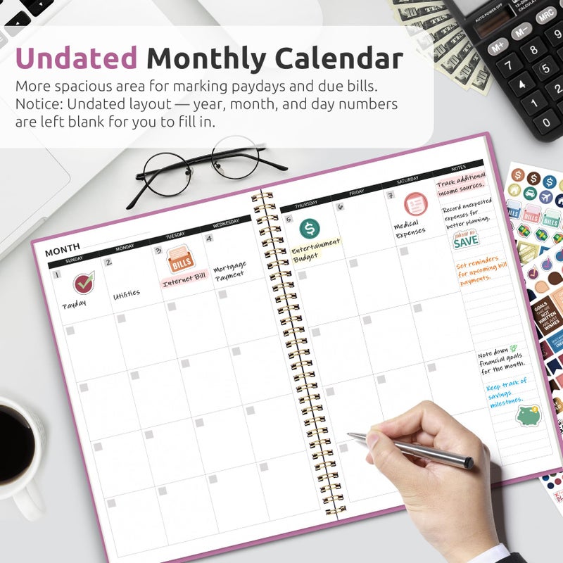 Taja Budget Planner - Monthly Budget Book with Expense Tracker Notebook, Undated Bill Organizer & Finance Planner to Take Control of Your Money, Account Book to Manage Your Finances-Purple - Image 2