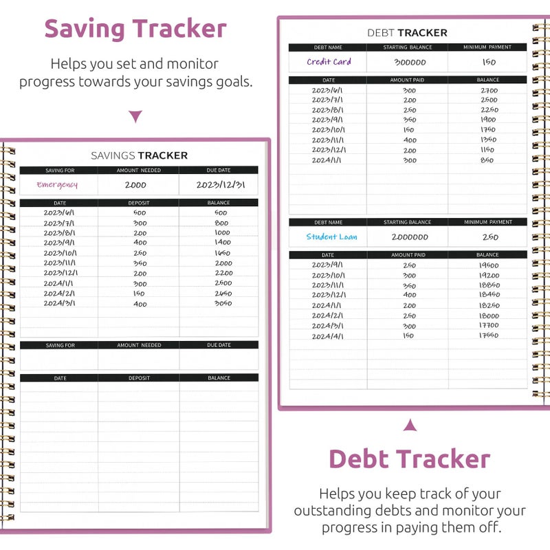 Taja Budget Planner - Monthly Budget Book with Expense Tracker Notebook, Undated Bill Organizer & Finance Planner to Take Control of Your Money, Account Book to Manage Your Finances-Purple - Image 5