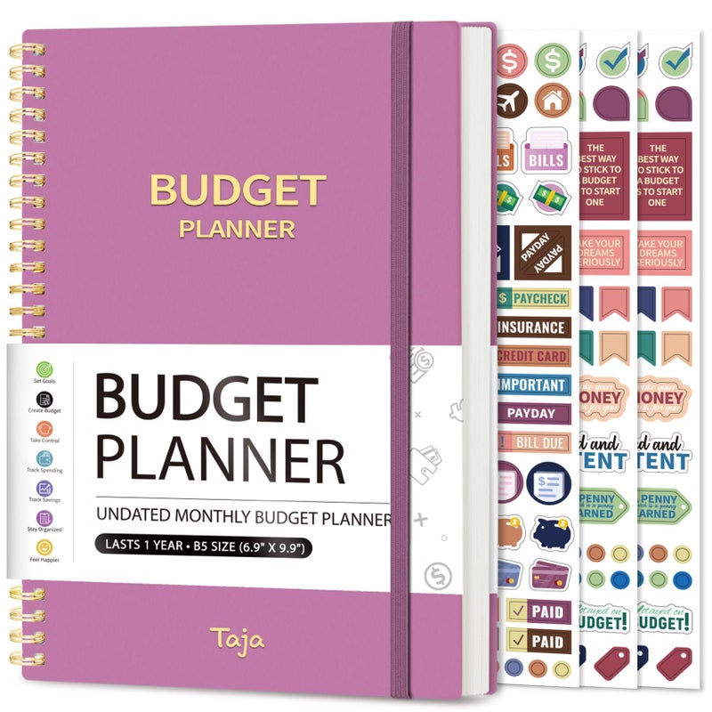 Taja Budget Planner - Monthly Budget Book with Expense Tracker Notebook, Undated Bill Organizer & Finance Planner to Take Control of Your Money, Account Book to Manage Your Finances-Purple - Image 1