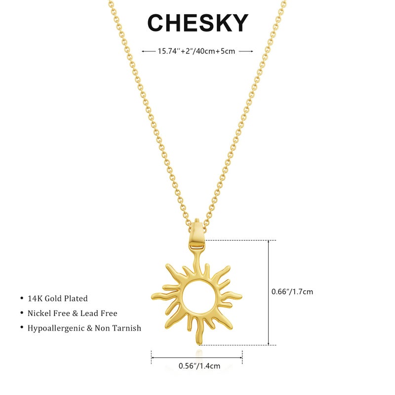 CHESKY Gold Pendant Necklaces for Women, Dainty 14k Gold Plated Sun Necklace for Women Gold Charm Choker Necklace for Women Cute Statement Necklace Sunflower Necklace Gold Jewelry for Women Gifts - Image 5