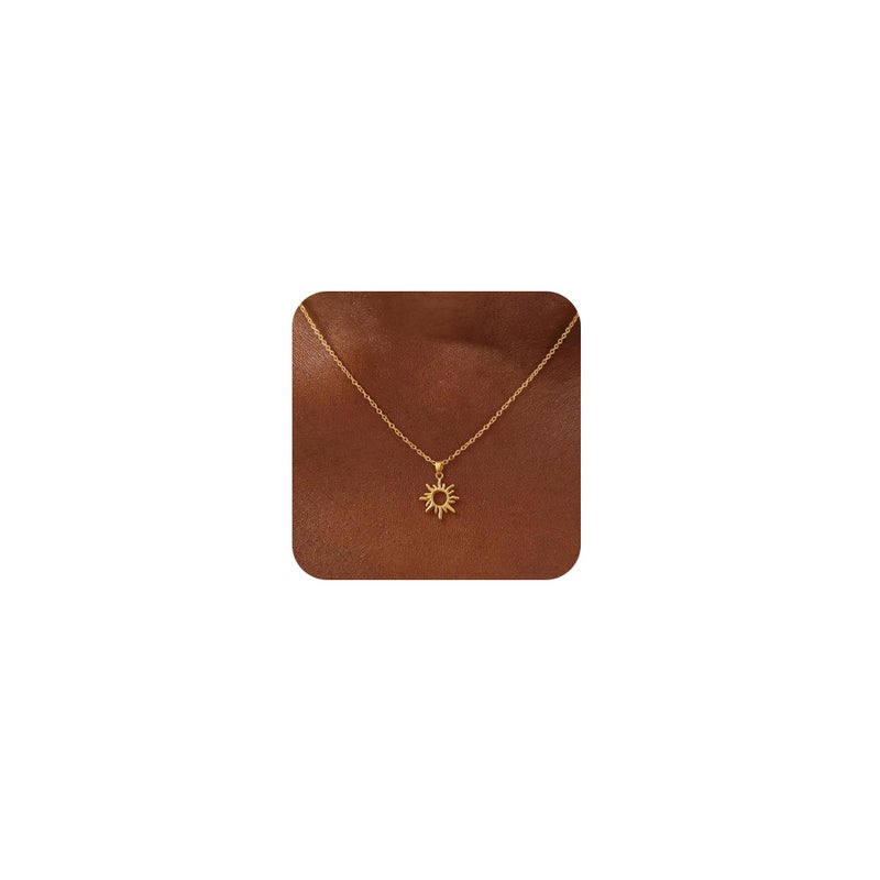 CHESKY Gold Pendant Necklaces for Women, Dainty 14k Gold Plated Sun Necklace for Women Gold Charm Choker Necklace for Women Cute Statement Necklace Sunflower Necklace Gold Jewelry for Women Gifts - Image 1