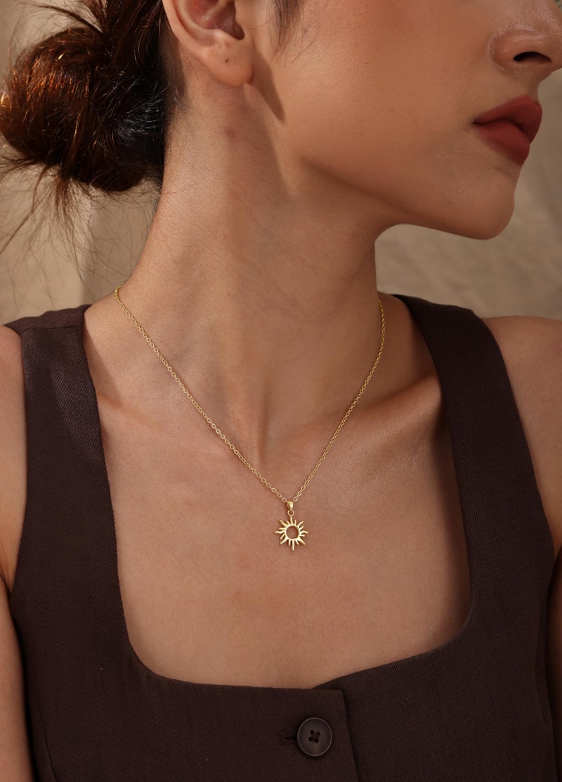 CHESKY Gold Pendant Necklaces for Women, Dainty 14k Gold Plated Sun Necklace for Women Gold Charm Choker Necklace for Women Cute Statement Necklace Sunflower Necklace Gold Jewelry for Women Gifts - Image 3