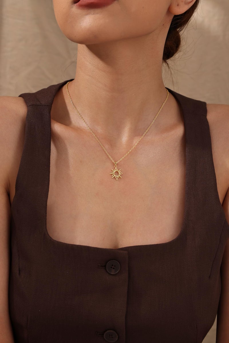 CHESKY Gold Pendant Necklaces for Women, Dainty 14k Gold Plated Sun Necklace for Women Gold Charm Choker Necklace for Women Cute Statement Necklace Sunflower Necklace Gold Jewelry for Women Gifts - Image 4