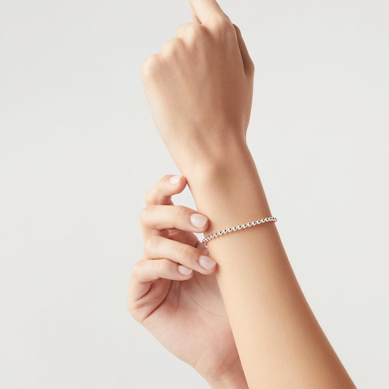 Miabella 925 Sterling Silver Italian Handmade 3mm Bead Ball Strand Chain Bracelet for Women Made in Italy (Length 6.5 Inches) - Image 3