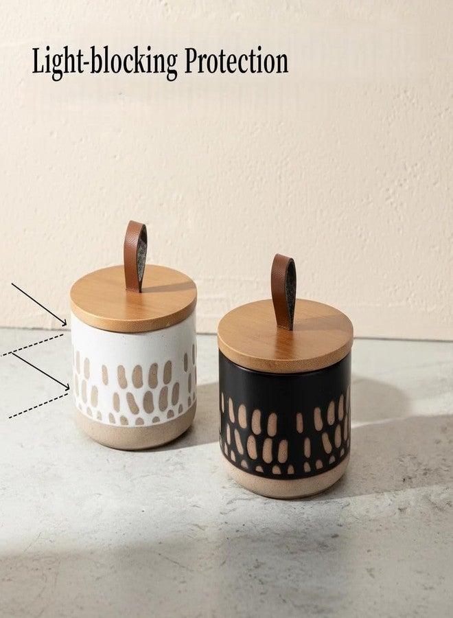 Prettidecor علبة صغيرة سعة 5 أونصة سائلة لحفظ الملح والتوابل والزبدة والنعناع والسكر والقهوة والفيتامينات اليومية ومسحوق الأسنان، برطمانات مزخرفة (أبيض) - Image 4