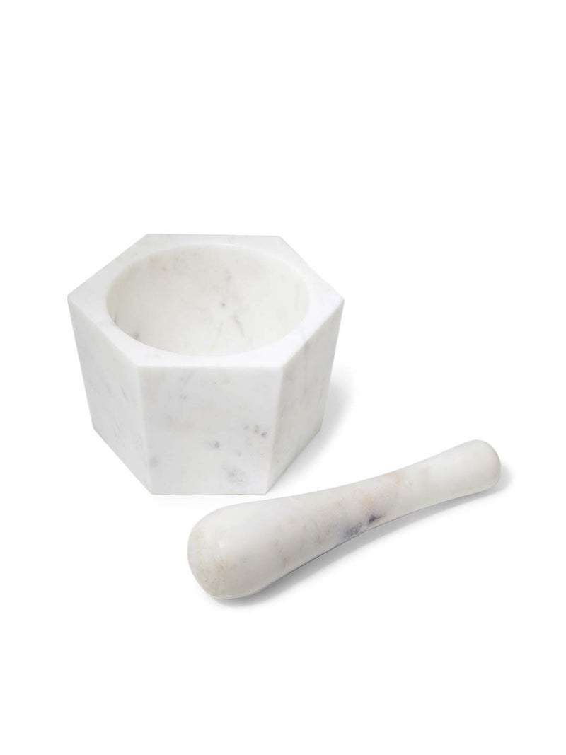 Ellementry white marble mortar & pestle Set, Khalbatta Stone, Imam Dasta, Okhli Masher, Kharal, Kundi Sota, Natural &Traditional Spice Grinder for Kitchen, Khal Batta Musal for Spices & Herbs - Image 3