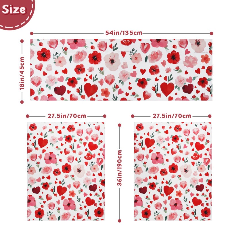 Zifmrtrwn Valentine Kitchen Curtains 3 Piece Set Floral Hearts Curtains Valance & Tiers for Kitchen Home Indoor Cafe 36 Inch Short Window Curtain Over Sink Window Spring Decor - Image 3