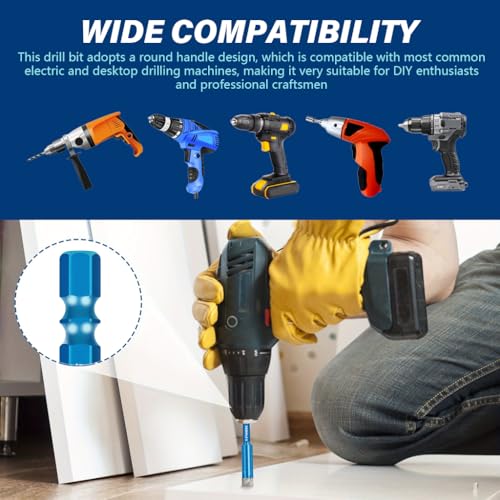 Serplex® 5Pcs Diamond Drill Bit 6-12mm Diamond-Coated Core Bits with 8mm Twist Drill, 1/4 Inch Hex Shank, 5/16" 1/4" 3/8" 1/2" Dry Tile Drill Bit Set for Porcelain Tile Ceramic Stone Granite Marble - Image 4