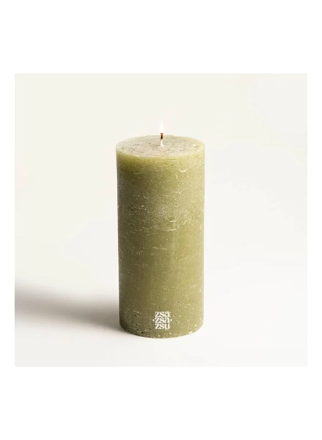 Zsa Zsa Zsu Deurne Green Paraffin Candle 9x9x19 Cm.