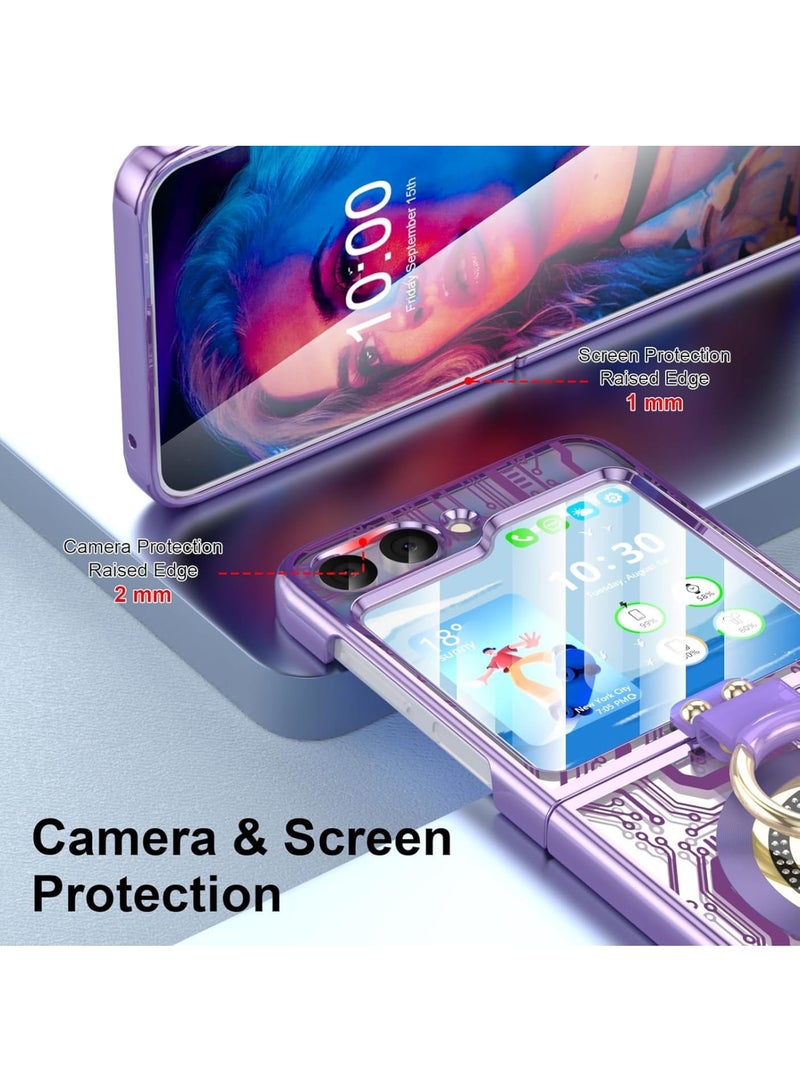 SOLARAE Anti-Fall Shockproof Protective Phone Cover Case, Designed for Samsung Galaxy Z Flip 5 Case Clear with Ring, Compatible with Galaxy Z Flip 5 Case 5 G 2023 (Purple) - Image 3