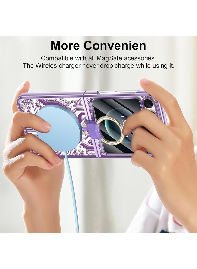 SOLARAE Anti-Fall Shockproof Protective Phone Cover Case, Designed for Samsung Galaxy Z Flip 5 Case Clear with Ring, Compatible with Galaxy Z Flip 5 Case 5 G 2023 (Purple) - Image 2