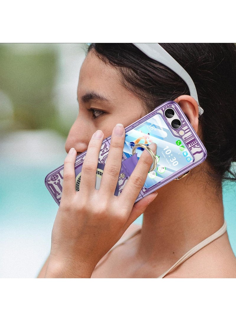 SOLARAE Anti-Fall Shockproof Protective Phone Cover Case, Designed for Samsung Galaxy Z Flip 5 Case Clear with Ring, Compatible with Galaxy Z Flip 5 Case 5 G 2023 (Purple) - Image 4