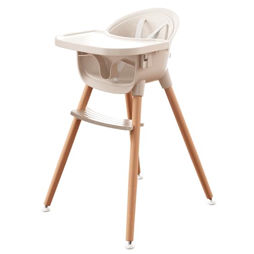 Fodoss 3in1 Wooden High Chair for Babies and ToddlersConvertible Easy Clean Infant HighchairModern Design Silla para Comer De Bebe
