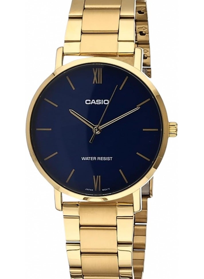 كاسيو ساعة كاسيو MTP-VT01G-2BUDF للرجال، رسمية، مينا زرقاء، سوار ذهبي - Image 1