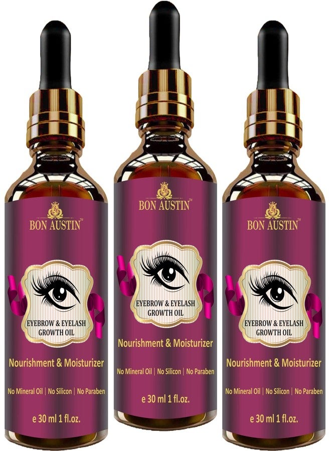 Bon Austin EyeBrow & EyeLash Growth Oil Serum with Castor Oil, Almond Oil & Vitamin E - For Good Growth - Combo Pack of 3-30 ml(90 ml) - Image 1