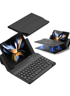 Y&D Leather Cover for Samsung Galaxy Z Fold4 with Keyboard Holster and S Pen Holder, Light Luxury Elegant Black Bluetooth Wirelessly Connects, Detachable Wireless  - Image 1