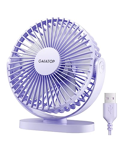Gaiatop USB Desk Fan, 5.5 Inch Small Quiet Powerful 3 Speeds 90° Rotate, Personal Mini Portable Desktop Table Fans, Cooling for Home Office Car Travel Indoor Outdoor Pink - Image 1