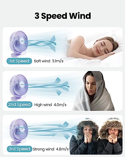 Gaiatop USB Desk Fan, 5.5 Inch Small Quiet Powerful 3 Speeds 90° Rotate, Personal Mini Portable Desktop Table Fans, Cooling for Home Office Car Travel Indoor Outdoor Pink - Image 3