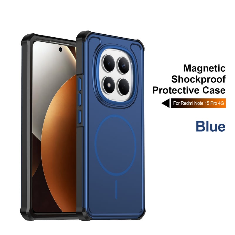 غطاء MagSafe، أزرق، TPU + PC، مغناطيس قوي، مقاوم للصدمات لـ Redmi Note 15 مغناطيسي من مادة TPU باللون الأزرق لترتيب الأغراض للاستخدام العملي للاستخدام اليومي - Image 1