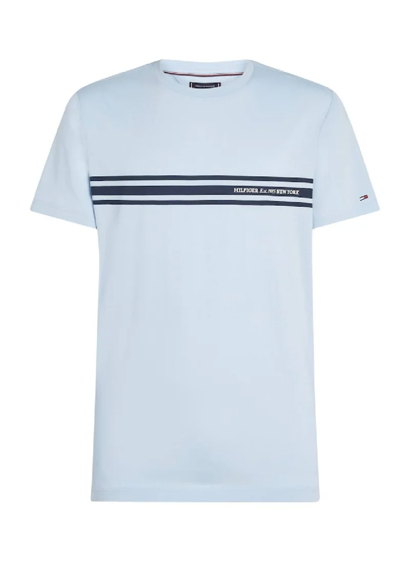 TOMMY HILFIGER Men's Central Chest Striped T-shirt - Cotton, Blue