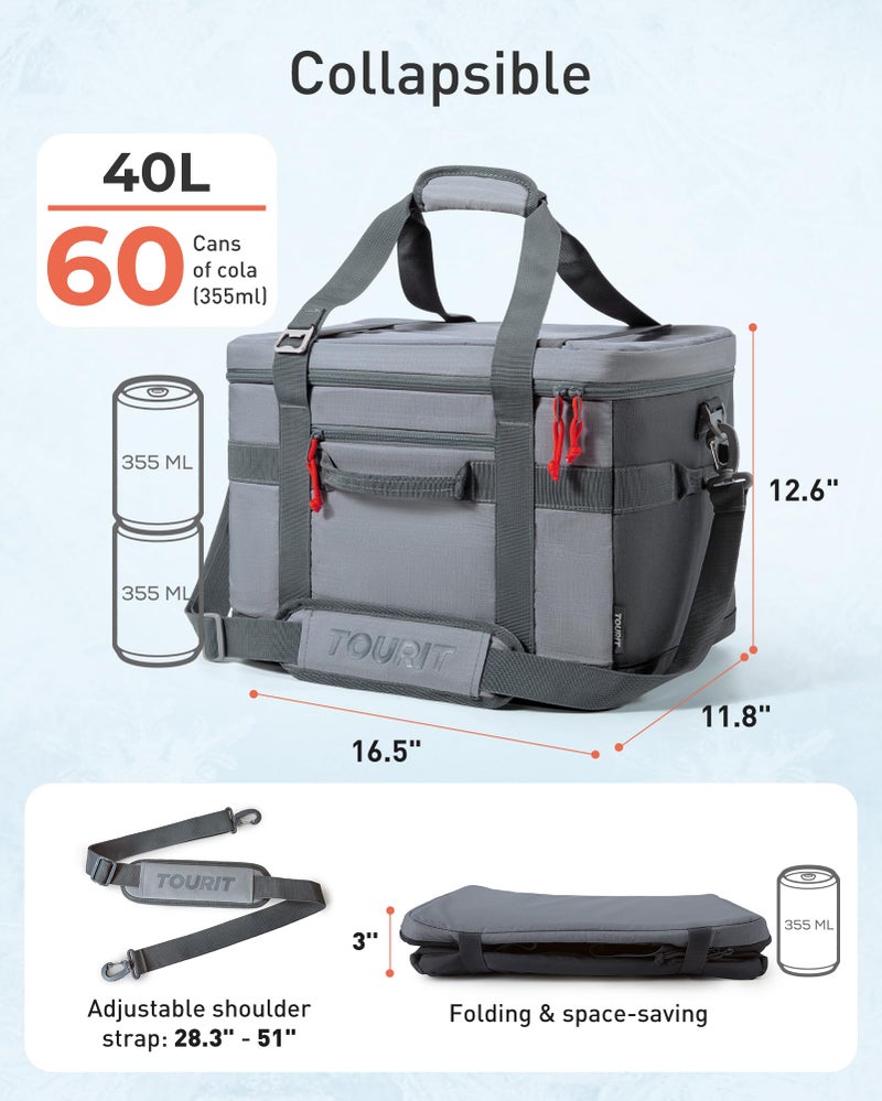 TOURIT Soft Sided Cooler Bag Insulated 48/60 Cans, Large Collapsible & Leakproof Ice Chest for Picnic, Beach, Camping, Travel - Image 4