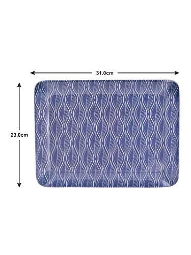 Goodhomes Melamine Serving Trays Set of 3 Different Sizes, Blue Printed Design Mt126, Rectangular. - Image 3