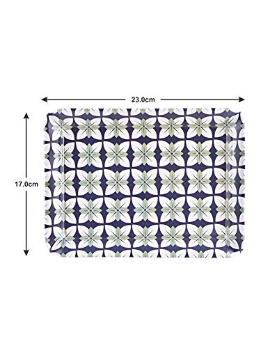 Goodhomes Melamine Serving Trays Set of 3 Different Sizes, Blue Printed Design Mt126, Rectangular. - Image 4