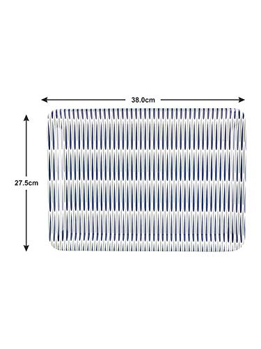 Goodhomes Melamine Serving Trays Set of 3 Different Sizes, Blue Printed Design Mt126, Rectangular. - Image 2