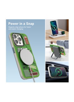 Mezone Destroyer iPhone 14 MagSafe Case, Shockproof & Anti-Yellowing Phone Case Reinforced Corners with Airguard, Yellow Green  - Image 3
