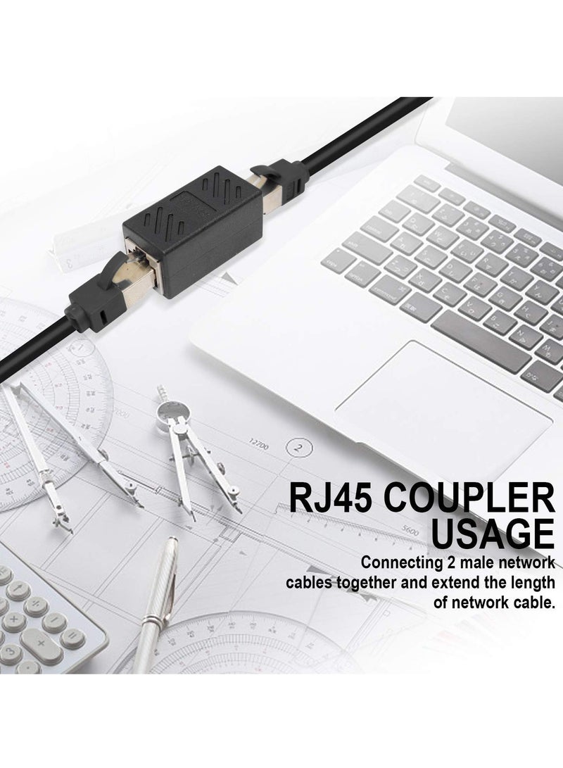 RJ45 Coupler, 10 Pack in Line Coupler Cat7/ Cat6/ Cat5e Ethernet Cable Extender Adapter Female to Female, Network Cable Coupler Female to Female (Black) - Image 3