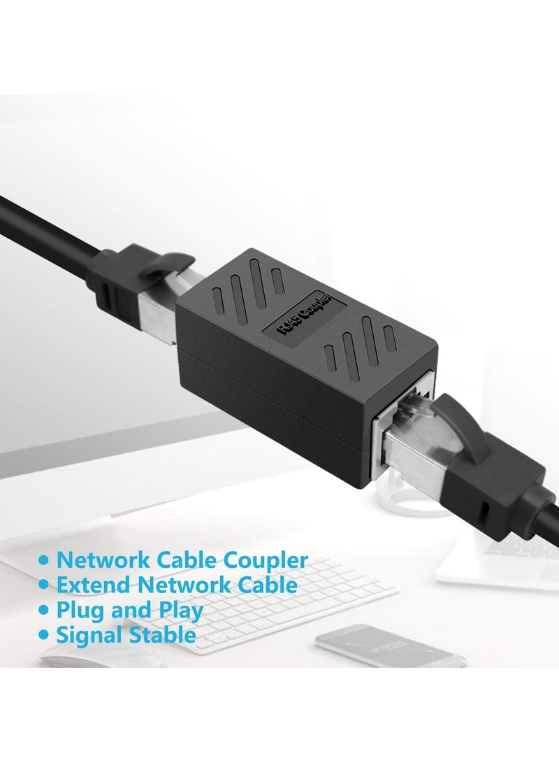 RJ45 Coupler, 10 Pack in Line Coupler Cat7/ Cat6/ Cat5e Ethernet Cable Extender Adapter Female to Female, Network Cable Coupler Female to Female (Black) - Image 5